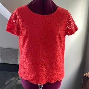 J Crew orange lace overlay t-shirt